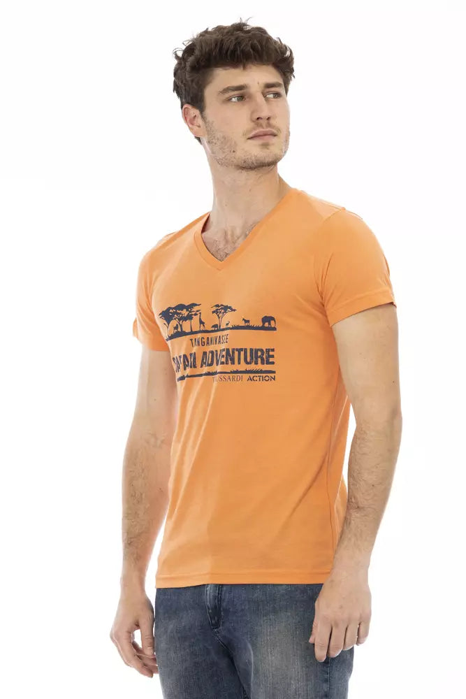 Trussardi Action Orange Cotton Men T-Shirt