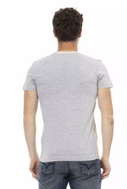 Trussardi Action Gray Cotton Men V-Neck T-Shirt