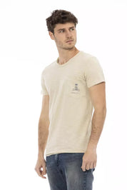 Trussardi Action "Beige Cotton Men T-Shirt"