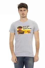 Trussardi Action Gray Cotton Men T-Shirt