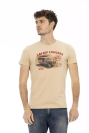 Trussardi Action Beige Cotton Men T-Shirt