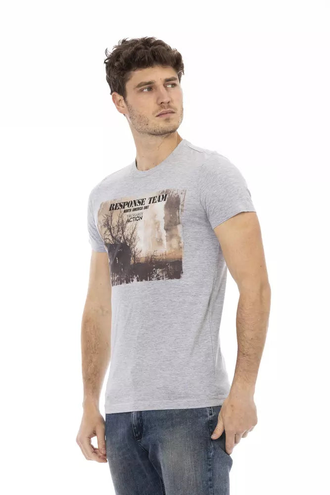 Trussardi Action Gray Cotton Men T-Shirt