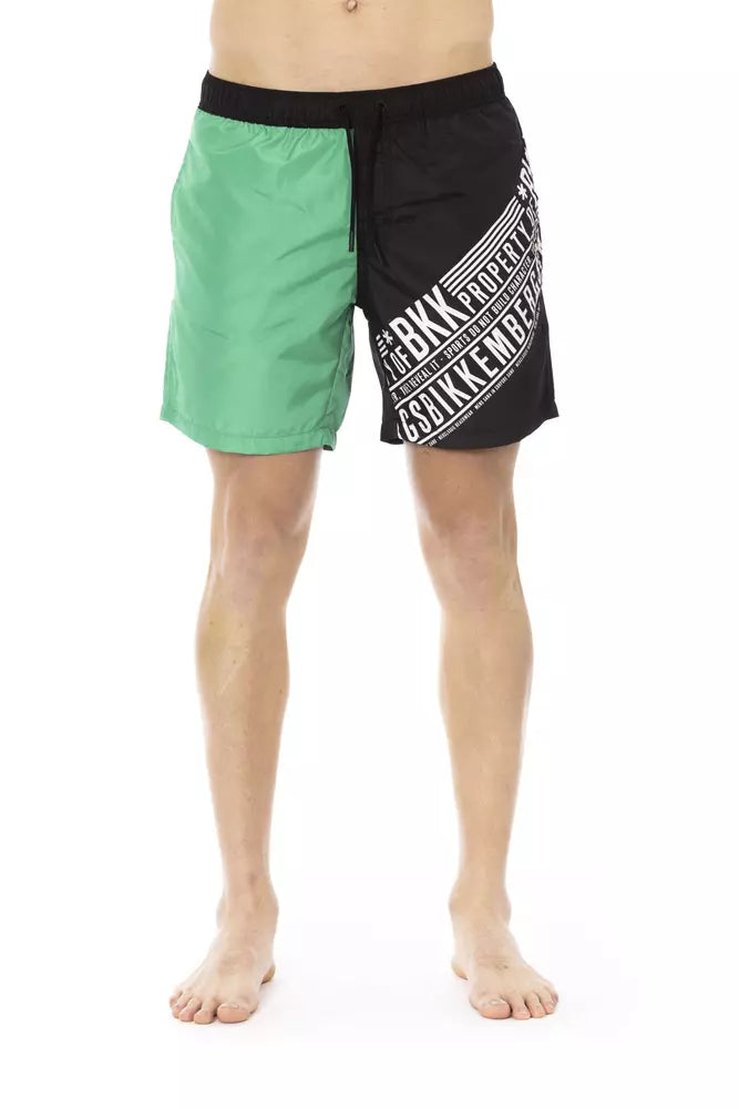 Bikkembergs Green Polyester Men Swim Short