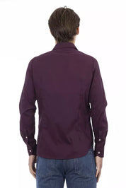 Baldinini Trend Bordeaux Cotton Men Shirt