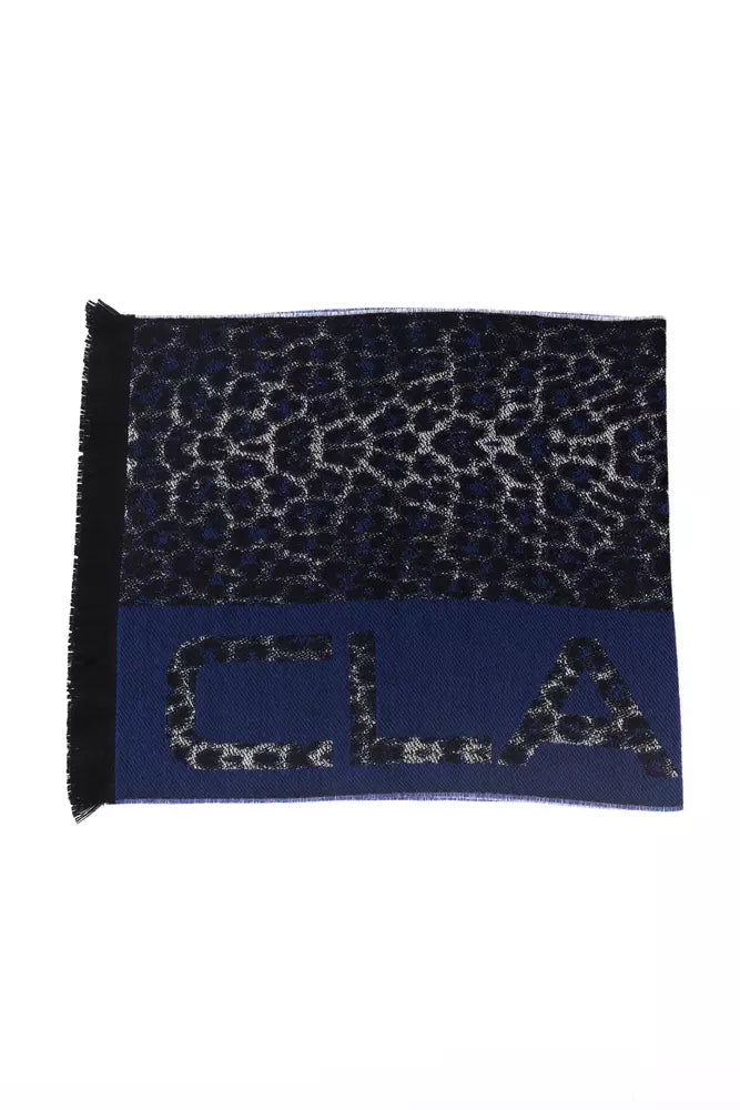 Cavalli Class Blue Wool Men Scarf