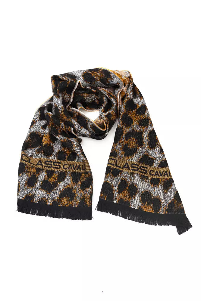 Cavalli Class Brown Wool Men Scarf