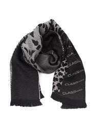 Cavalli Class Black Wool Men Scarf