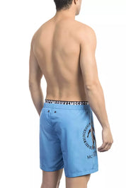 Bikkembergs Light Blue Polyester Men Swim Short