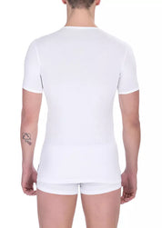 Bikkembergs White Cotton Men's V-Neck T-Shirt