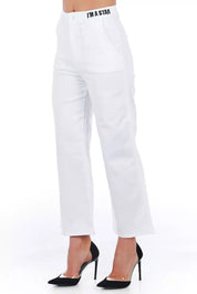 Frankie Morello White Cotton Women Cropped Trouser