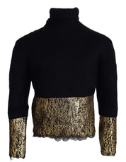 Dolce & Gabbana Stunning Black and Gold Crewneck Sweater