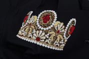 Dolce & Gabbana Elegant Black Slim Fit Dress Shirt with Crown Embroidery