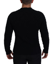 Dolce & Gabbana Black Wool V-neck Knitted Pullover Sweater