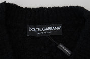 Dolce & Gabbana Black Wool V-neck Knitted Pullover Sweater