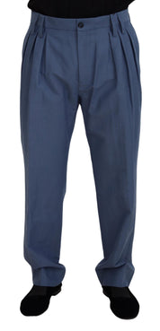 Dolce & Gabbana Blue Linen Chino Men Formal Pants