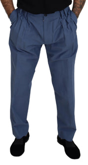 Dolce & Gabbana Blue Linen Chino Men Formal Pants