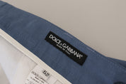 Dolce & Gabbana Blue Linen Chino Formal Pants