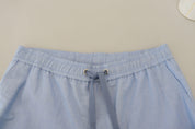 Dolce & Gabbana Elegant Light Blue Linen-Cotton Summer Shorts