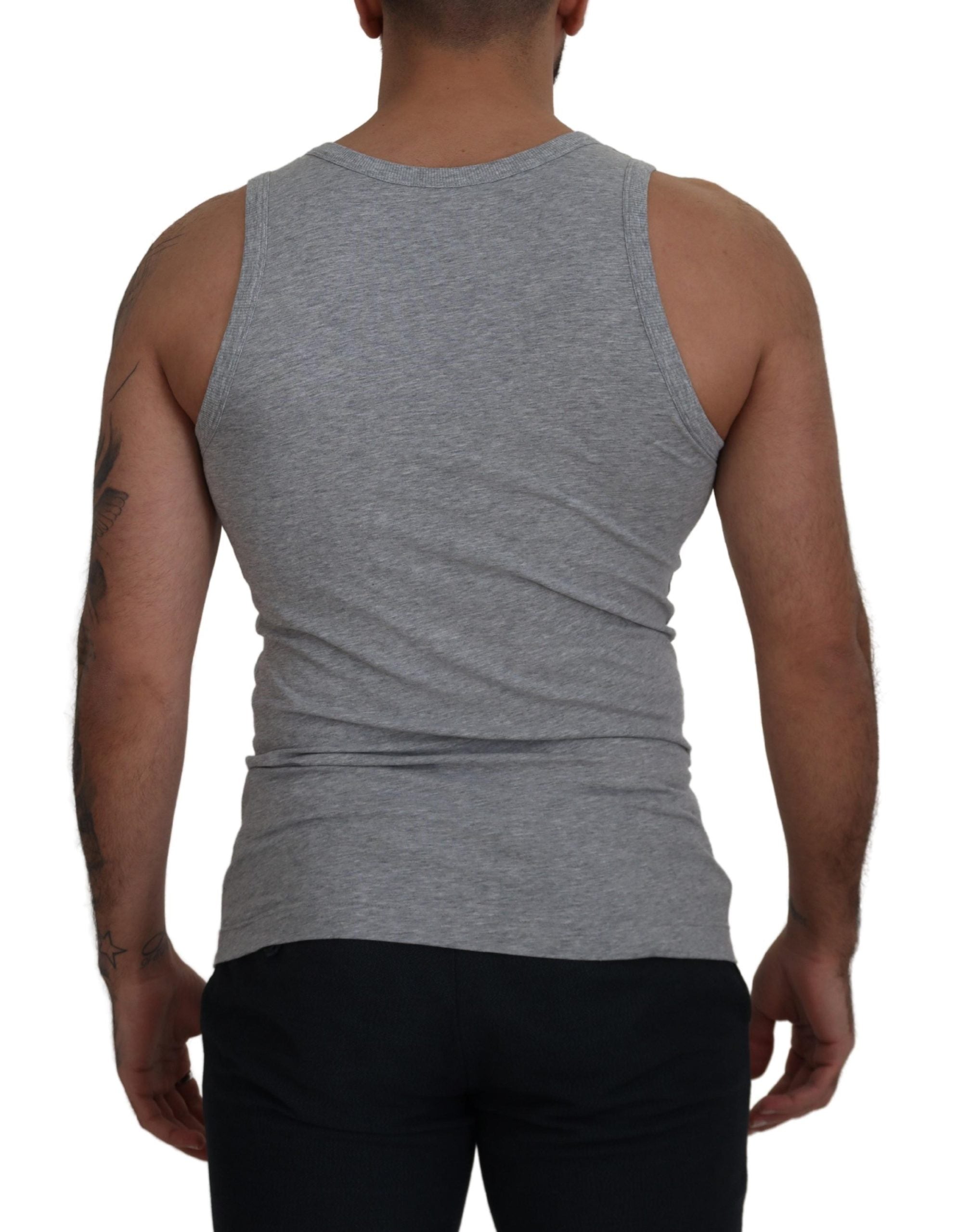 Dolce & Gabbana Sleek Sleeveless Grey Cotton Tank Top