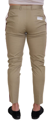 Dolce & Gabbana Two-Tone White & Brown Chic Cotton Pants