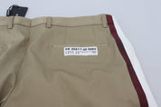 Dolce & Gabbana Two-Tone White & Brown Chic Cotton Pants