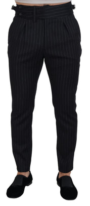 Dolce & Gabbana Elegant Black Striped Wool Blend Trousers