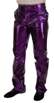 Dolce & Gabbana Elegant Shining Purple Straight Fit Pants