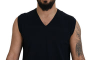 Paolo Pecora Milano Sleek Black V-Neck Sleeveless Tank