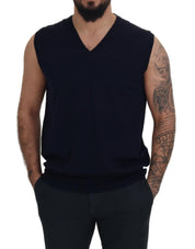 Paolo Pecora Milano Sleek Black V-Neck Sleeveless Tank