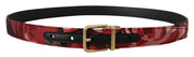 Dolce & Gabbana Red Multicolor Leather Belt with Gold-Tone Buckle