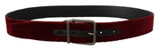 Dolce & Gabbana Velvet Maroon Elegance Belt