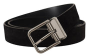 Dolce & Gabbana Elegant Black Leather Grosgrain Belt