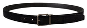 Dolce & Gabbana Elegant Black Leather Belt with Silver Tone Buckle