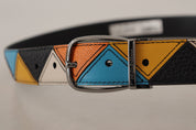 Dolce & Gabbana Elegant Multicolor Leather Belt with Silver Buckle