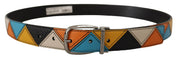 Dolce & Gabbana Elegant Multicolor Leather Belt with Silver Buckle