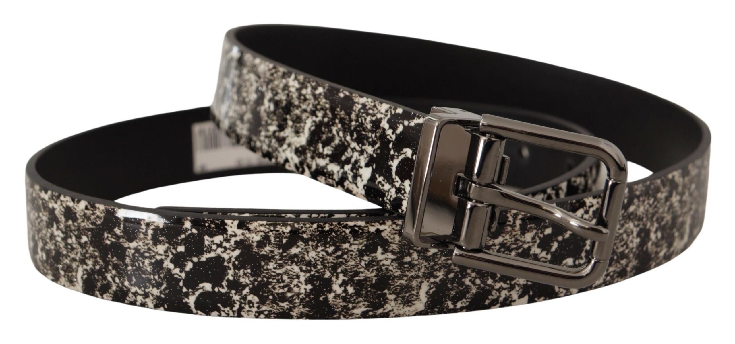 Dolce & Gabbana Elegant Marble Print Leather Belt