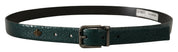 Dolce & Gabbana Elegant Green Leather Belt with Silver Buckle