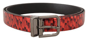 Dolce & Gabbana Elegant Red Leather Belt with Silver Buckle