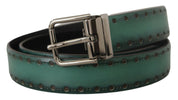 Dolce & Gabbana Elegant Leather Belt with Silver Tone Buckle