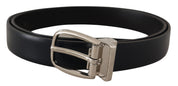 Dolce & Gabbana Elegant Black Leather Belt with Silver Buckle