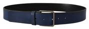 Dolce & Gabbana Elegant Blue Leather Belt with Silver Buckle