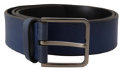 Dolce & Gabbana Elegant Blue Leather Belt with Silver Buckle