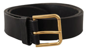 Dolce & Gabbana Elegant Black Leather Belt with Metal Buckle