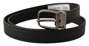 Dolce & Gabbana Elegant Black Leather Belt with Metal Buckle