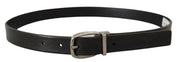 Dolce & Gabbana Elegant Black Leather Belt with Metal Buckle