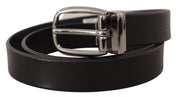 Dolce & Gabbana Elegant Black Leather Belt with Metal Buckle