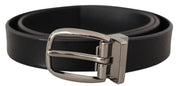 Dolce & Gabbana Elegant Black Leather Belt with Metal Buckle