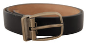 Dolce & Gabbana Elegant Black Leather Belt with Metal Buckle