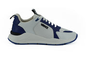 Versace Elegant Blue and White Leather Sneakers