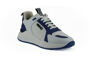 Versace Elegant Blue and White Leather Sneakers